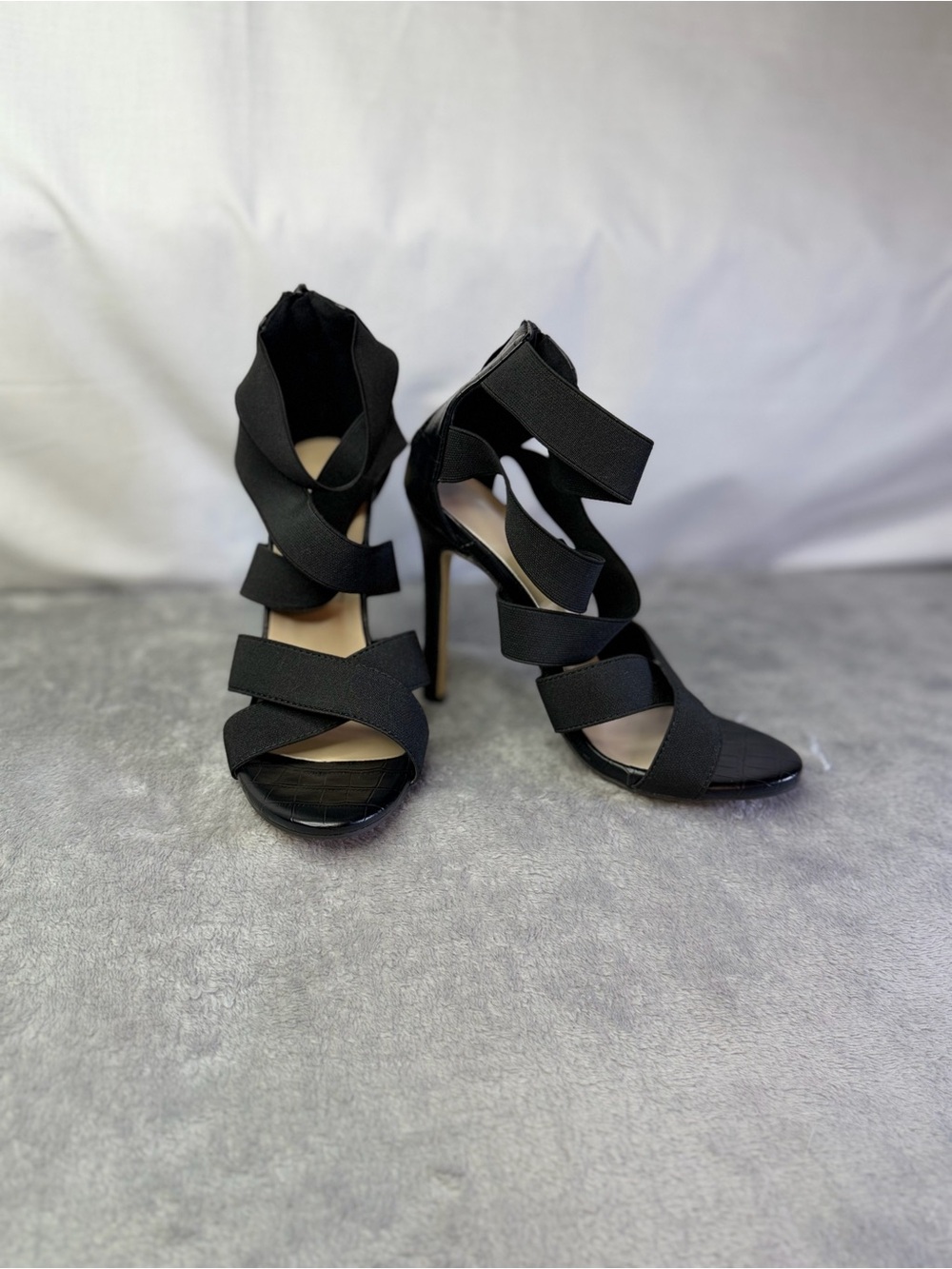 Elegant Black Strappy High Heel Sandals for Women